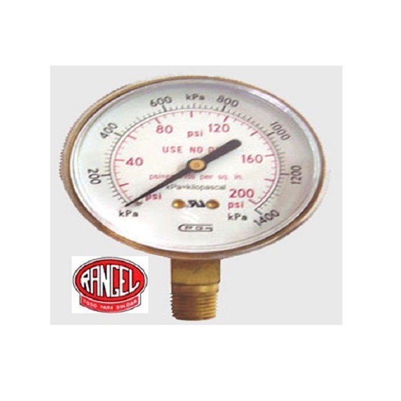 Manómetro  de presión  rengo 0 a 14 Kg/cm3 (200 psi) 